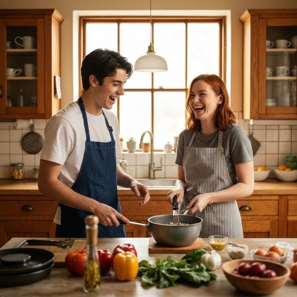 Two friends cooking together